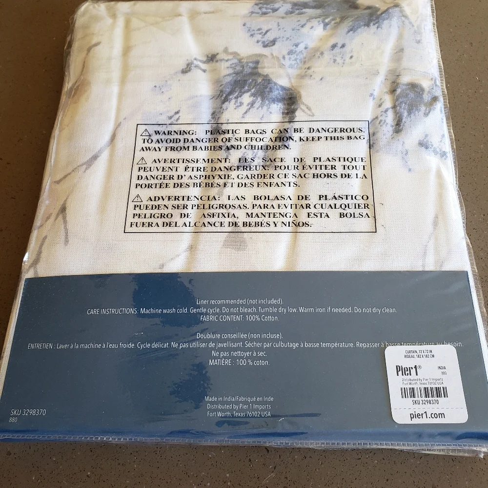 White With Blue Floral Shower Curtain
